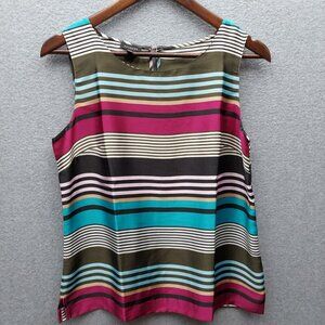 Talbots Womens Sleeveless Striped Blouse S Polyester Multicolor